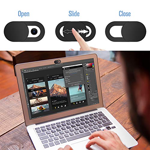 Toojcc 6-Pack Webcam Cover Slide ysg-model-6b 720p - Privacy Camera Blocker - Notebook - Black