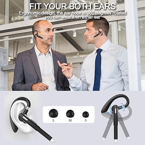 KBPRZ YYK-520 Bluetooth Earpiece V5.1 Supports Wireless Connectivity, 80-Hour Battery Life, Black