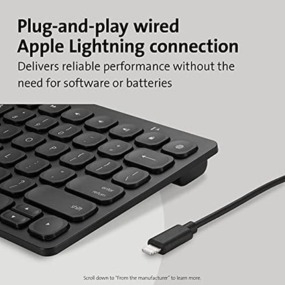 Kensington Compact Wired Keyboard K75505US Compatible with iPad and iPhone, Black