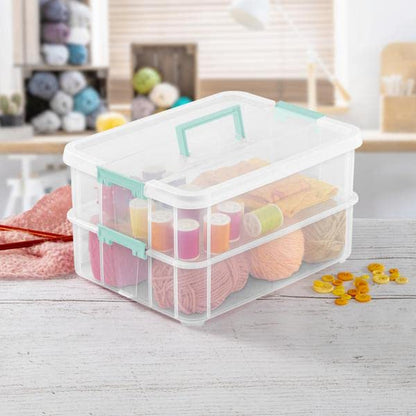 Sterilite 10.75" x 14.37" x 7.64" 2 Liter 2-Compartment Storage Container Model 1427CLR