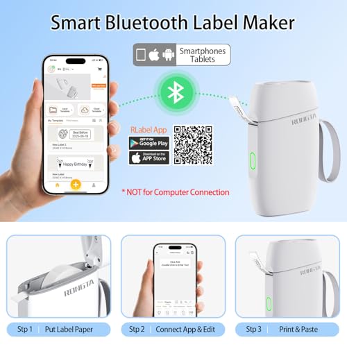 Rongta 14mm R5 Label Maker Machine 203dpi Monochrome Wireless Thermal Printer