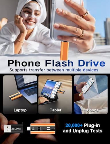 EATOP 512GB EAUSB001 Dual USB Connector Flash Drive, USB Connectivity, Orange