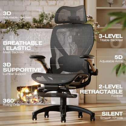 ELABEST 26" x 24" x 41" Ergonomic Office Chair ELX100BB BIFMA 5.1 Certified