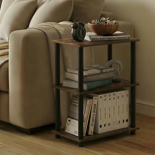 Furinno 3-Tier Narrow 18061APBK Display Rack Storage Shelf Amber Pine/Black