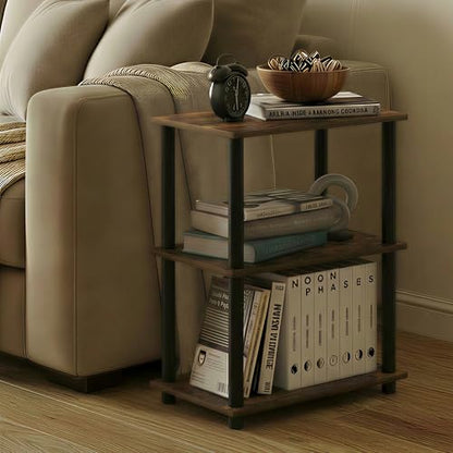 Furinno 3-Tier Narrow 18061APBK Display Rack Storage Shelf Amber Pine/Black