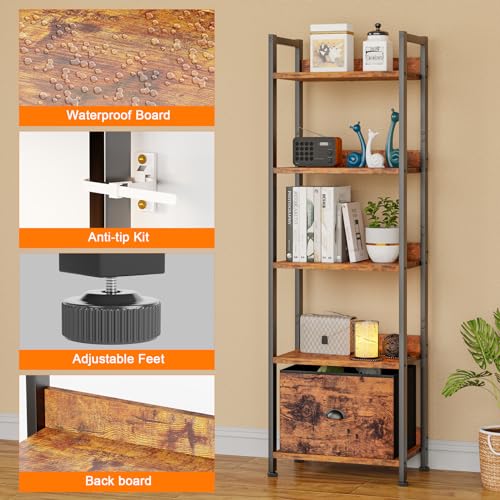 Furologee 5 Tier Shelf CTBS-5T-006 Freestanding Indoor Wood Organizer