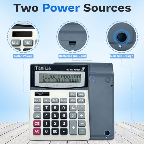 EMPIRE TRADING & COMMERCE Desk Calculator 7.28" x 5.71" 2 Inches LCD 1 AA Battery Basic Calculator