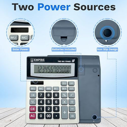 EMPIRE TRADING & COMMERCE Desk Calculator 7.28" x 5.71" 2 Inches LCD 1 AA Battery Basic Calculator
