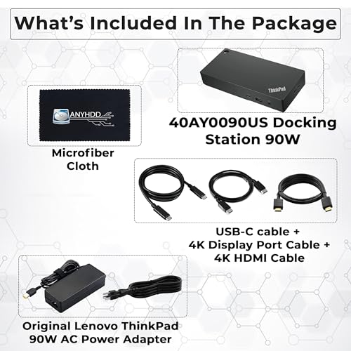 ANYHDD Docking Station 90W DOCK-40AY0090US-Renewed 6 USB Ports 1 HDMI 1 DisplayPort