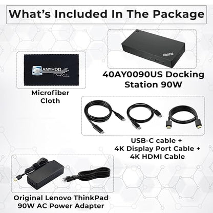 ANYHDD Docking Station 90W DOCK-40AY0090US-Renewed 6 USB Ports 1 HDMI 1 DisplayPort