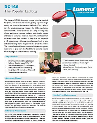 Lumens Red DC166 1080p Document Camera Manual Focus