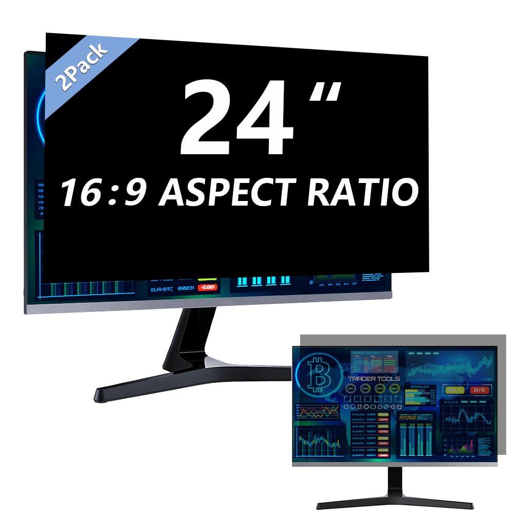 Halloive 24 Inch HH-TYFK24-2pack 16:9 Widescreen Removable Anti-Glare Privacy Filter
