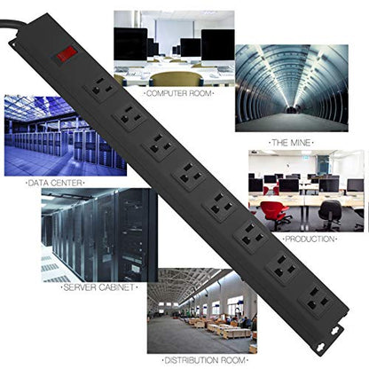 HHSOET 8 Outlets Metal Power Strip PDU-US8 125V 15A