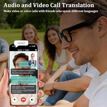 MONFOLROY KO Smart Glasses 100mAh Bluetooth Oval 6-Hour Battery Digital Translation