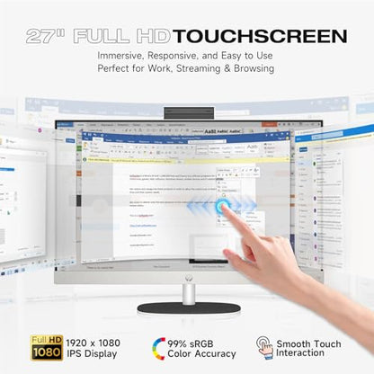 HP 27" AI 7 350 All-in-One Desktop Computer, 1920x1080, 32GB DDR5 RAM, 2TB SSD, FHD IPS Display