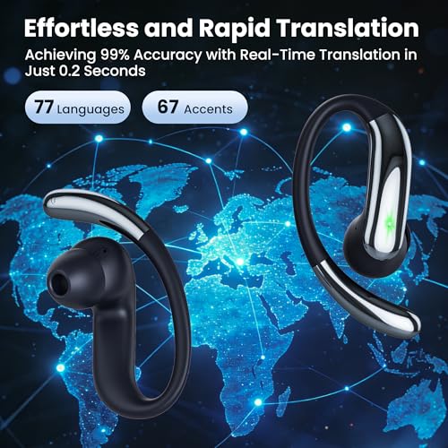 RichEast Earbud Translator P-Q16 Black 144 Languages 6.0 Touch Control Office Products