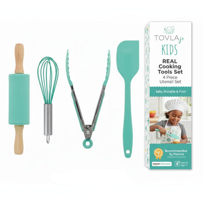 TOVLA JR. Child-Sized A48 Safe Silicone Cooking Utensils Set