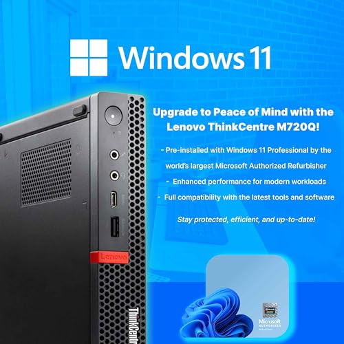 Lenovo ThinkCentre M720Q Mini PC | Windows 11 Pro | Intel Core i5-8400T | 16GB RAM + 500GB SSD | 1920x1080 | Micro Desktop Computer