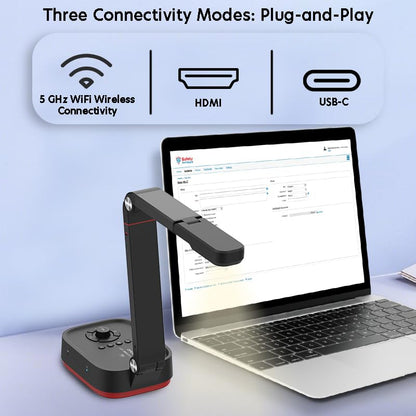 QOMO 4.3 Pounds QPC100W 3840 x 2160 Document Camera, Wi-Fi/HDMI/USB Connectivity, Black