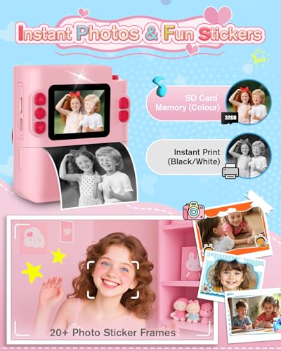 MYSTILUCK Instant Print Camera X8D 0.3MP 1080p 2" Electronic Pink