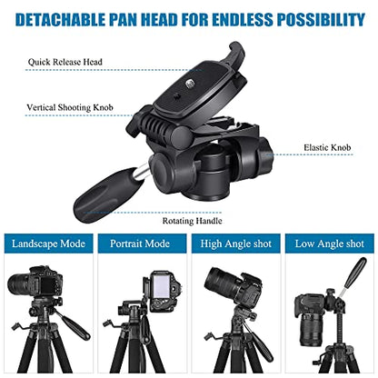 Victiv 74 Inches NT70 Black Camera Tripod Compatible with DSLR and Smartphones