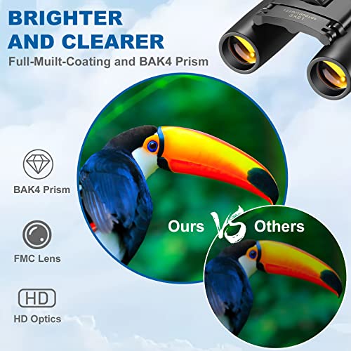 AHFLRITO Compact Binoculars 21mm 8x Roof Prism Lightweight Portable