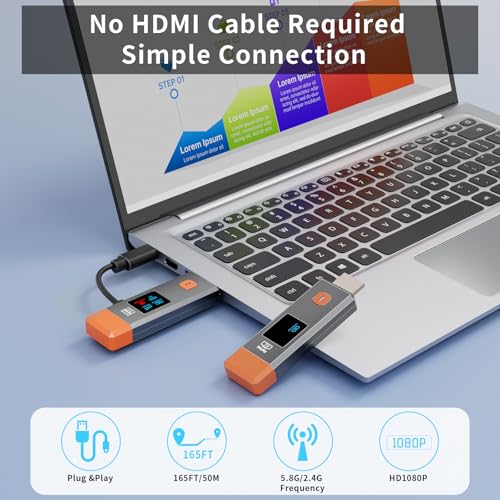 ANJCTDD Wireless HDMI Transmitter and Receiver 328ft MDSX-Orange-50M-01 4K Decoding