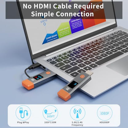 ANJCTDD Wireless HDMI Transmitter and Receiver 328ft MDSX-Orange-50M-01 4K Decoding