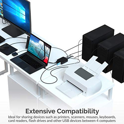 SABRENT 4-Device USB 2.0 Sharing Switch USB-USS4 Manual Switch 120V 10W