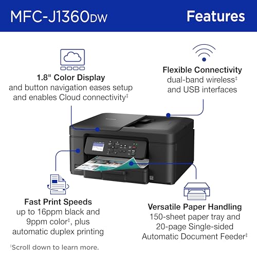 Brother Color Inkjet MFC-J1360DW 1200 x 6000 dpi ADF, Duplex, Wireless