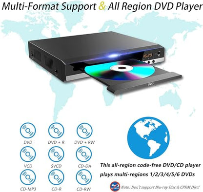 METRICSQUARE DVD Player 1080P HDMI AV Output Compact