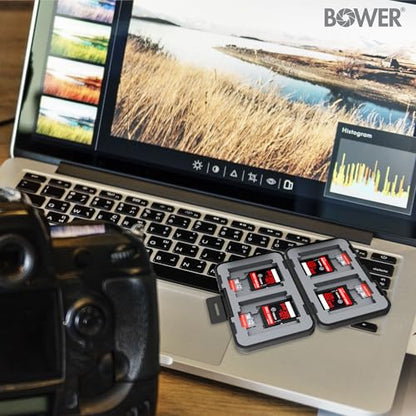 Bower SCS-MW4 Memory Card Case | Water Resistant | 12 Card Capacity | Heavy Duty Protection | Black