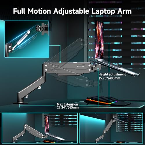 Pholiten 2 in 1 Laptop Desk Mount MD81V1TP001, Adjustable, Ceiling Mount, Black