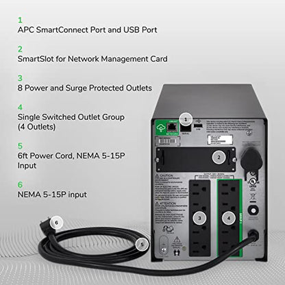 APC 1500VA SMT1500C 120V 1000W 50-60Hz Sinewave UPS Battery Backup