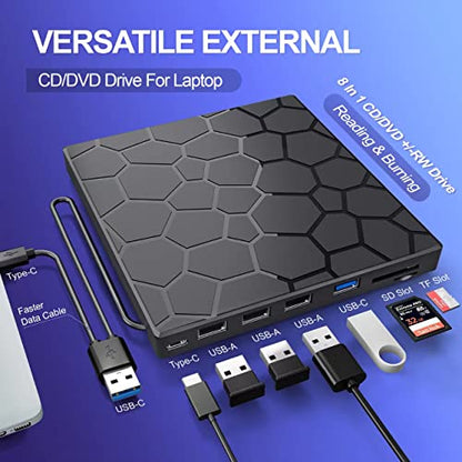 BPAKDU 6.56" Slim Portable External CD/DVD Drive Model B31-G - USB 3.0 - Black