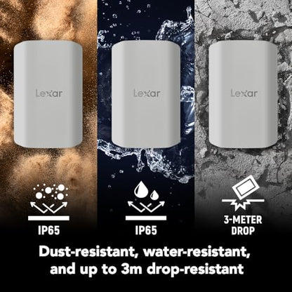 Lexar 1TB External Solid State Drive, USB-C, Drop Resistant, Dust Resistant, Water Resistant, Compact
