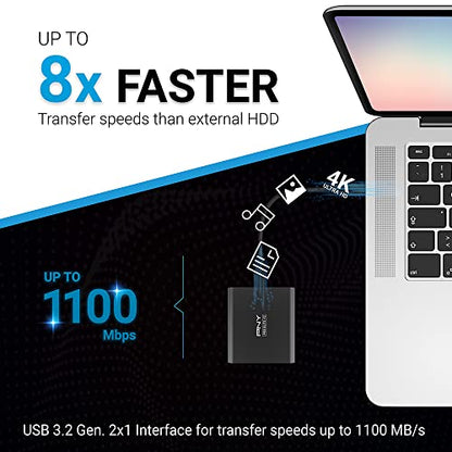 PNY 1TB Portable Solid State Drive USB 3.2 Gen 2x1 SSD Model PSD0CS2160-1TB-RB