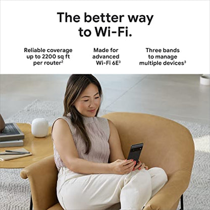 Google Nest WiFi Pro - Model G6ZUC - Wi-Fi 6E - 500Mbps Upstream - Mesh Network - Snow