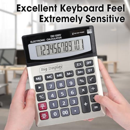 YesBes 2 Pack 12 Digit Desktop Calculator Solar & Battery Power 4.25 Inch Display