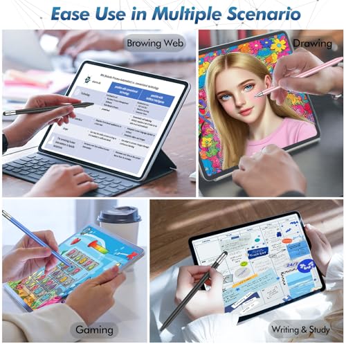 STYLUSLINK 3-in-1 Fiber Stylus Pen with Rubber Disc, Compatible with iPhone, iPad, Android and All Touchscreens