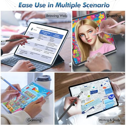STYLUSLINK 3-in-1 Fiber Stylus Pen with Rubber Disc, Compatible with iPhone, iPad, Android and All Touchscreens