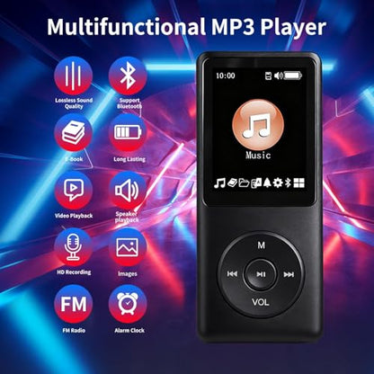 Hunmkno 128GB MP3 Player RGDFS1 Black Bluetooth Voice Recorder