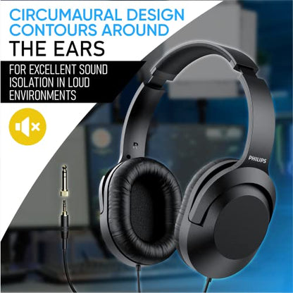 Philips PH P2000 Over Ear Headphones 40mm Dynamic Driver 10 to 23000 Hz Wired Audio