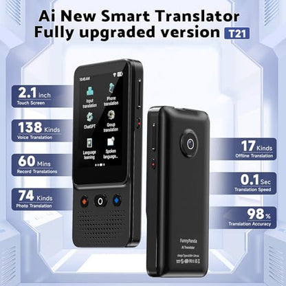 Generic Language Translator Device T21 Portable Two-Way Communication 138 Languages Compact