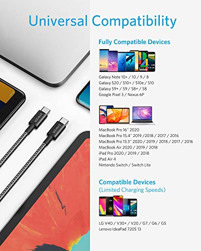 Anker 10 Feet A8758011 USB C to USB C Cable Male-to-Male 0.48 Gbps 100 Watts