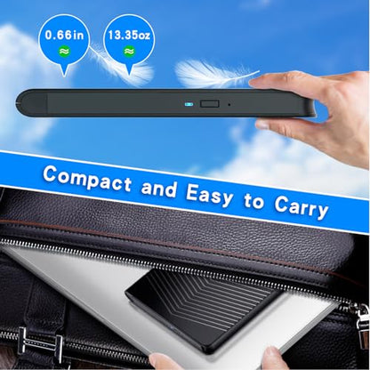 Dainty External Blu-ray Drive 7-in-1 USB 3.0 Type-C Compatible for BD/DVD/CD Read/Write Windows 7-11 Mac OS Black