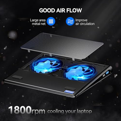 TECKNET 14-15.6" FBA_49498 Cooling Pad Air 2 Fans 2 Speed Adjustable Laptop Cooling Stand