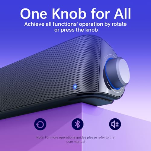 Nylavee 16in SK100 Stereo Soundbar with Bluetooth 5.0 and 3.5mm Aux Input