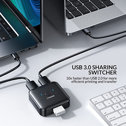 iDsonix USB 3.0 Switch 1 in 2 Out 5Gbps Bi-Directional with 3 Ports Aluminum Enclosure Model U3S01