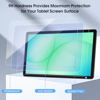 Qularlans 2 Pack Tempered Glass Screen Protector for Samsung Galaxy Tab A9 Plus 11 Inch 2023 SM-X210/X216/X218 & Tab A11 Plus 2025 SM-X230/X235/X236B 9H Hardness HD Clear Bubble-Free